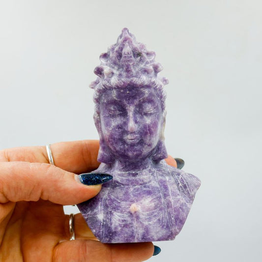 Lepidolite Quan Yin Bust Carving-Nature's Treasures