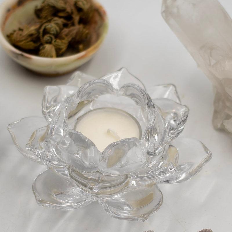 Lotus Design Glass Tea-Light Candle Holder-Nature's Treasures