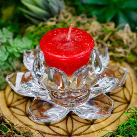 Lotus Design Glass Tea-Light Candle Holder