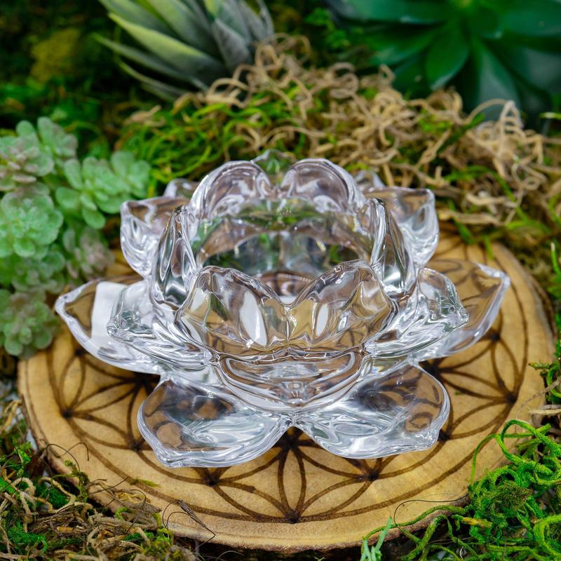 Lotus Design Glass Tea-Light Candle Holder-Nature's Treasures