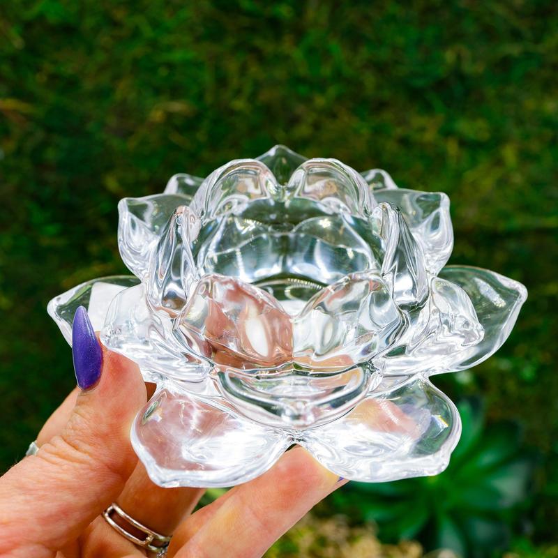 Lotus Design Glass Tea-Light Candle Holder-Nature's Treasures