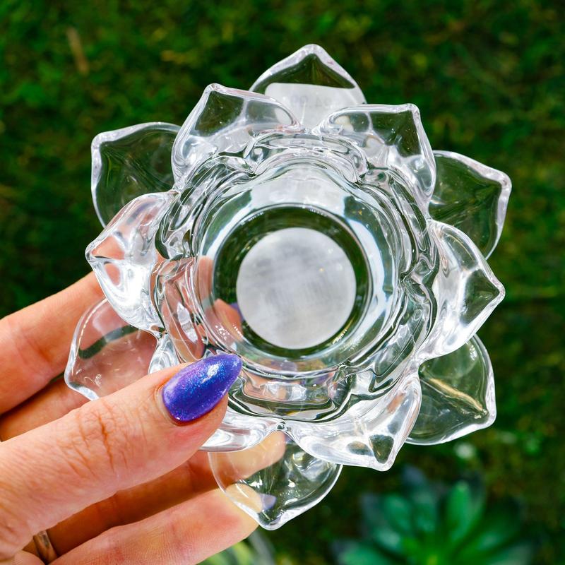 Lotus Design Glass Tea-Light Candle Holder-Nature's Treasures