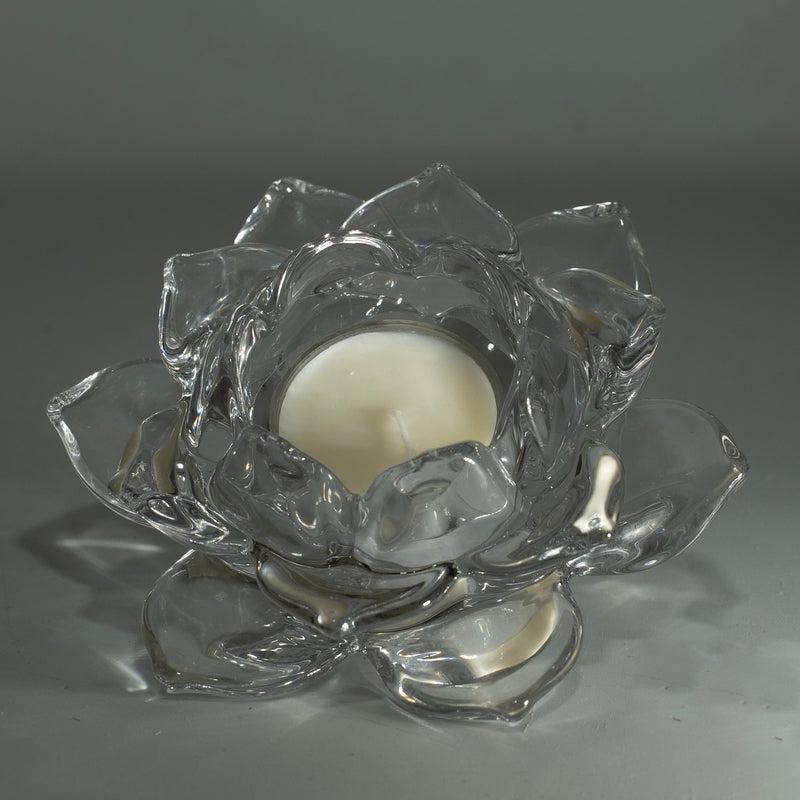 Lotus Design Glass Tea-Light Candle Holder-Nature's Treasures