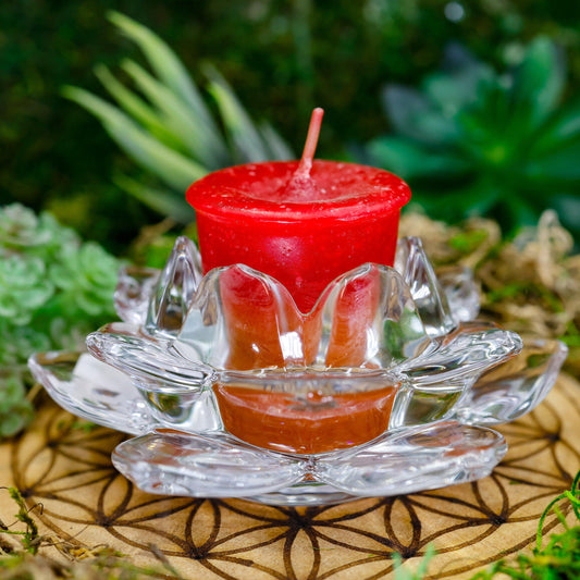 Lotus Design Glass Tea-Light Candle Holder