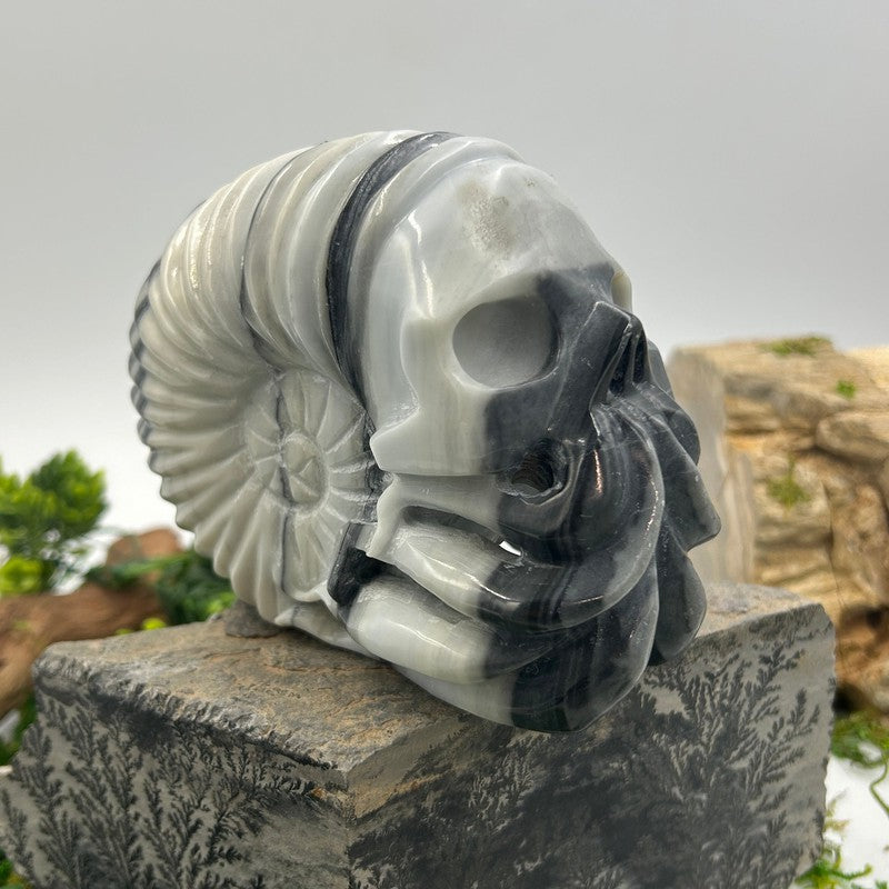 Marble Cthulhu Skull Carving