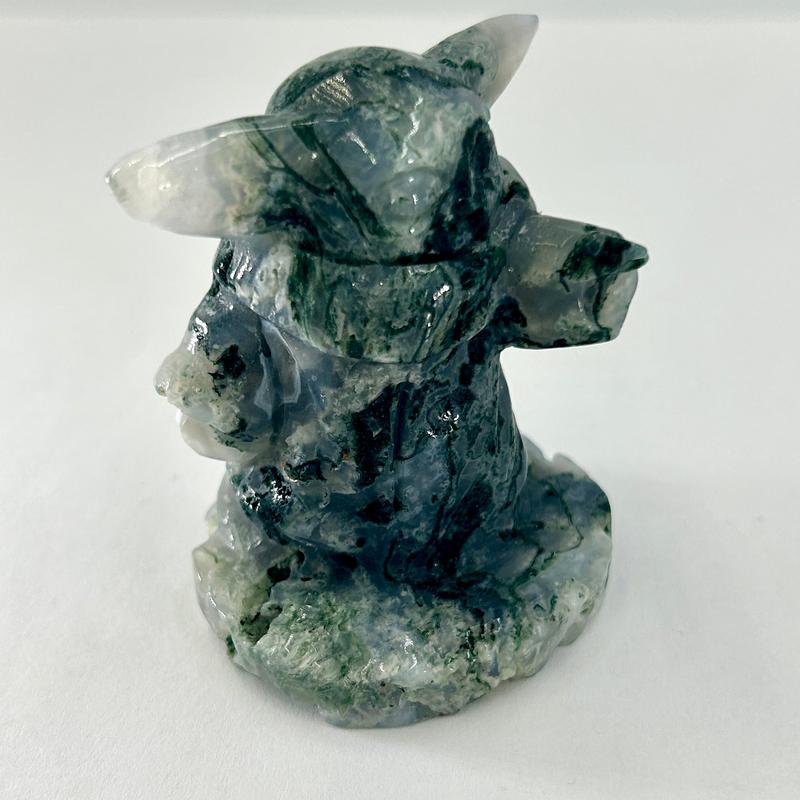 Moss Agate Yoda Statue Carving || Trunk Show-Nature's Treasures