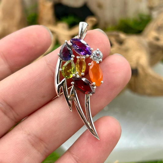 Multi-Faceted Chakra Angel Wing Pendant || .925 Sterling Silver-Nature's Treasures