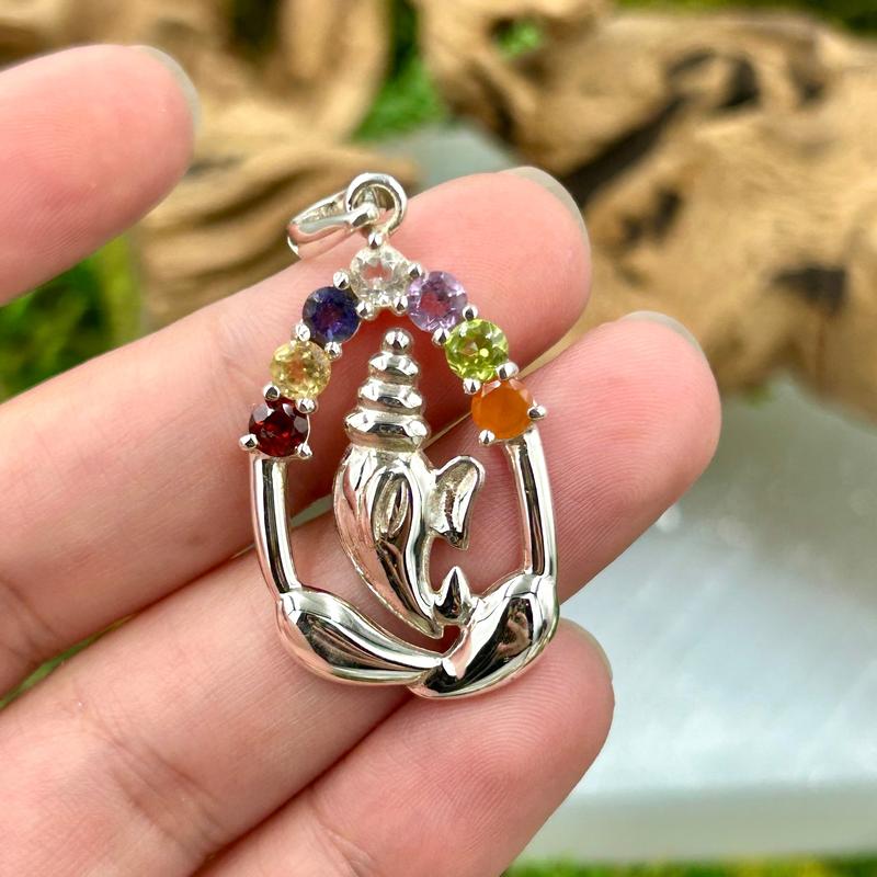 Multi-Faceted Chakra Ganesh Pendants || .925 Sterling Silver-Nature's Treasures