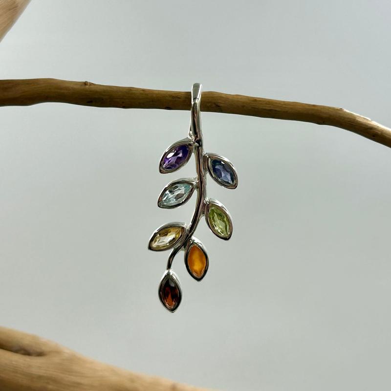 Multi-Faceted Chakra Leaf Pendants || .925 Sterling Silver-Nature's Treasures