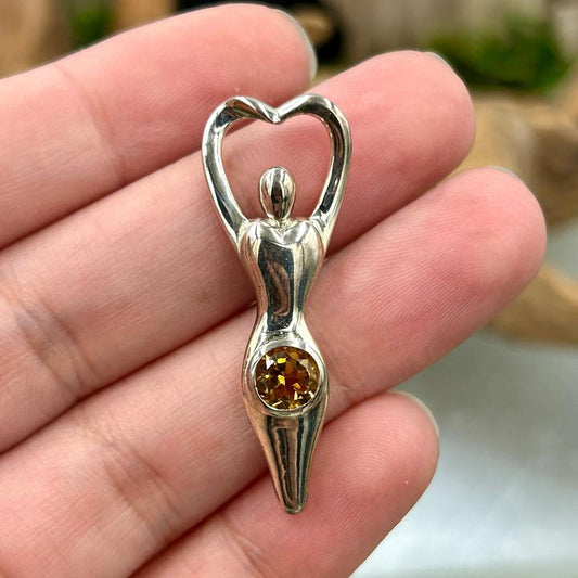 Multi-Faceted Citrine Goddess Pendant || .925 Sterling Silver-Nature's Treasures