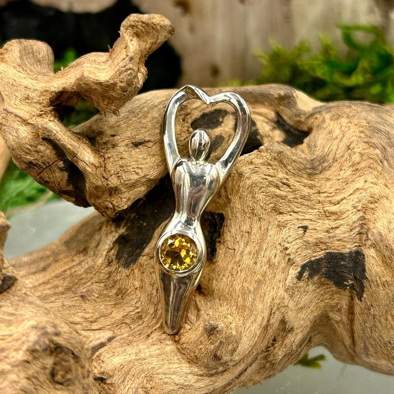 Multi-Faceted Citrine Goddess Pendant || .925 Sterling Silver-Nature's Treasures