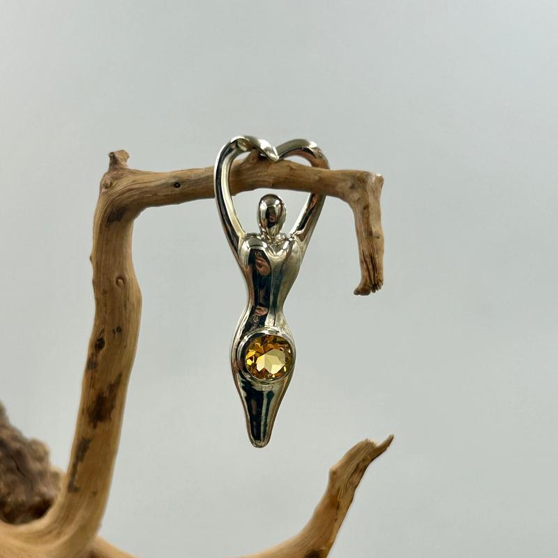 Multi-Faceted Citrine Goddess Pendant || .925 Sterling Silver-Nature's Treasures