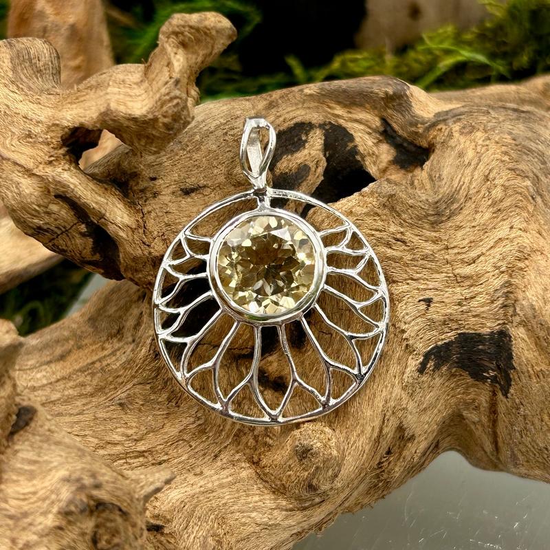 Multi-Faceted Citrine Lotus Flower Pendant || . 925 Sterling Silver-Nature's Treasures