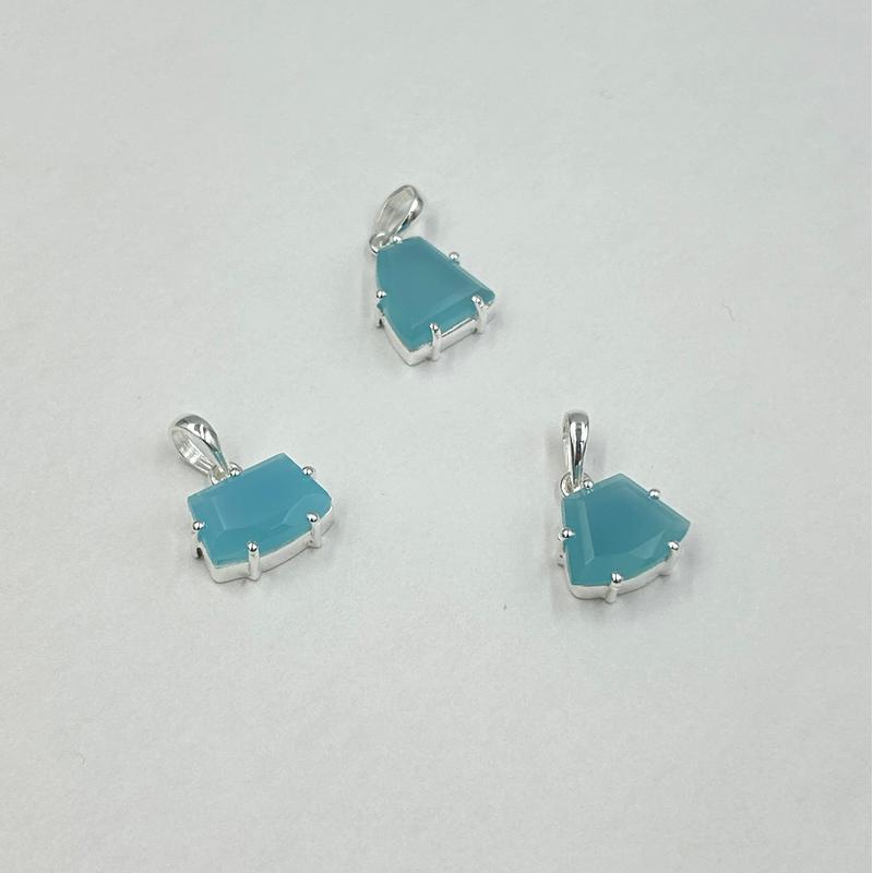 Multi-Faceted Free Form Blue Chalcedony Pendants || .925 Sterling Silver-Nature's Treasures