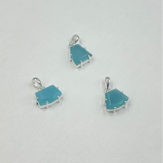 Multi-Faceted Free Form Blue Chalcedony Pendants || .925 Sterling Silver-Nature's Treasures