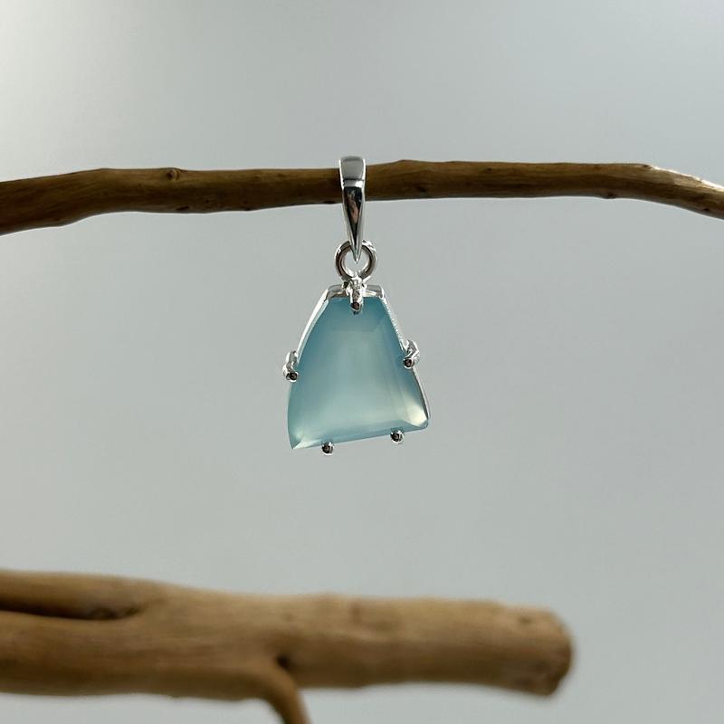 Multi-Faceted Free Form Blue Chalcedony Pendants || .925 Sterling Silver-Nature's Treasures