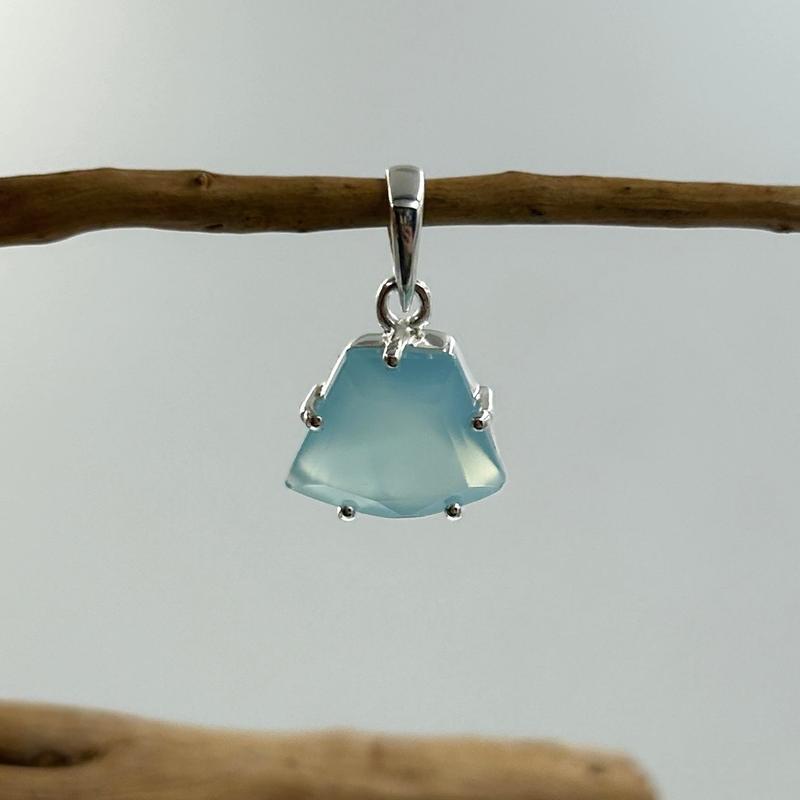 Multi-Faceted Free Form Blue Chalcedony Pendants || .925 Sterling Silver-Nature's Treasures