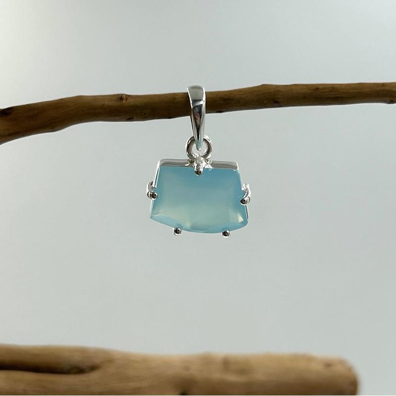 Multi-Faceted Free Form Blue Chalcedony Pendants || .925 Sterling Silver-Nature's Treasures