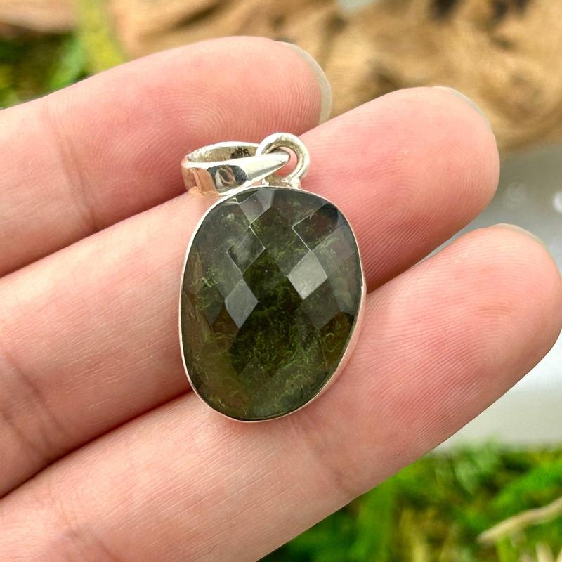 Multi-Faceted Moldavite Prime Pendant || .925 Sterling Silver-Nature's Treasures