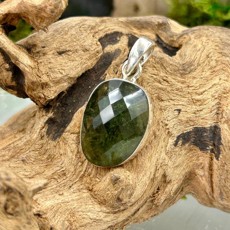 Multi-Faceted Moldavite Prime Pendant || .925 Sterling Silver-Nature's Treasures