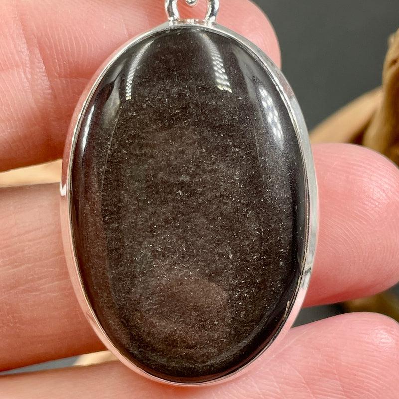Mystical Black Sheen Obsidian Amulet | .925 Sterling Silver-Nature's Treasures