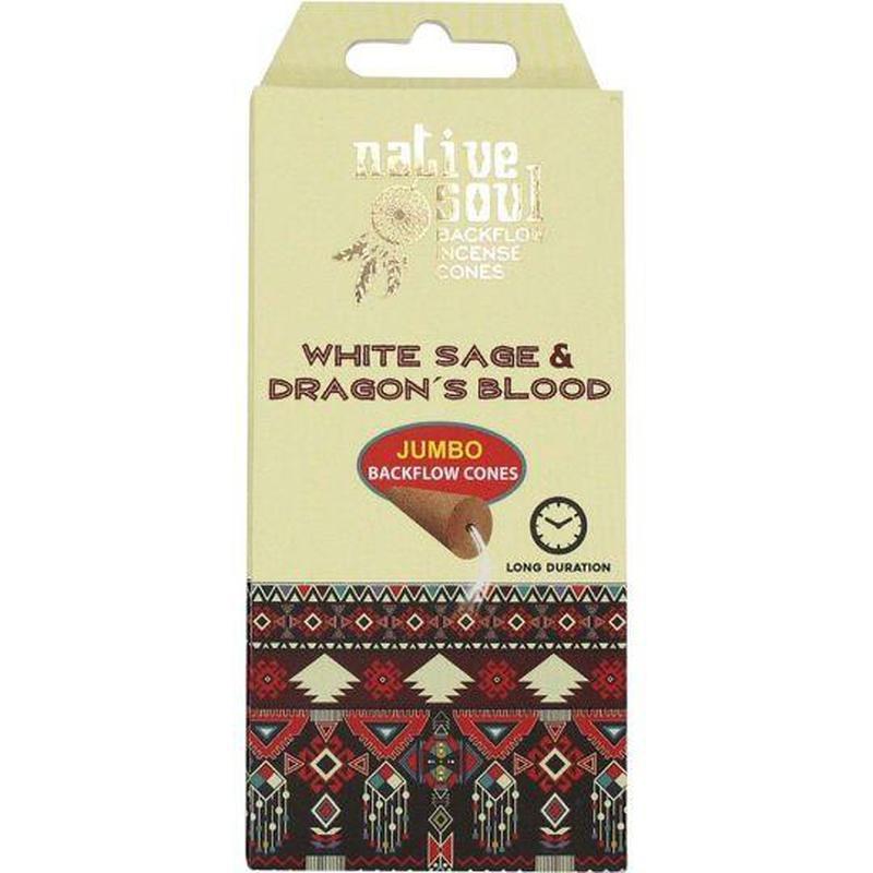 Native Soul Jumbo Backflow Incense Cones "White Sage & Dragon's Blood"-Nature's Treasures