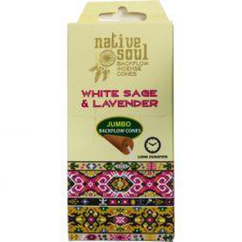 Native Soul Jumbo Backflow Incense Cones "White Sage & Lavender"-Nature's Treasures