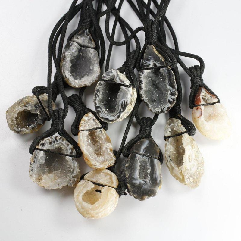 Natural Agate Geode Necklace || 18" Cord-Nature's Treasures