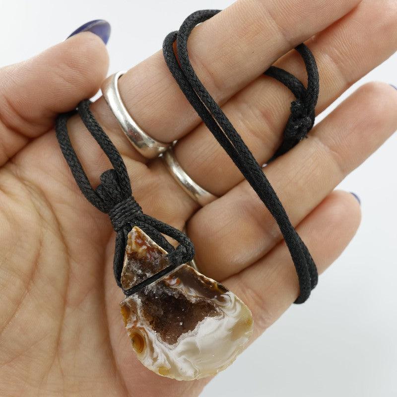 Natural Agate Geode Necklace || 18" Cord-Nature's Treasures