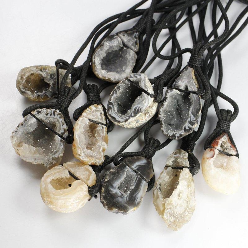 Natural Agate Geode Necklace || 18" Cord-Nature's Treasures