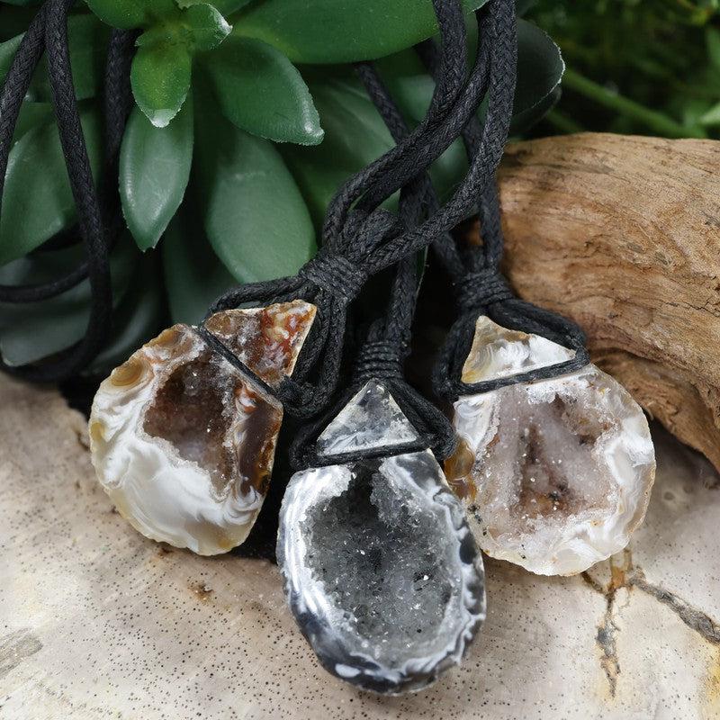 Natural Agate Geode Necklace || 18" Cord-Nature's Treasures