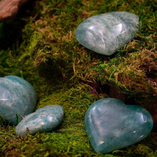 Natural Amazonite Pocket Hearts || Communication, Truth || Madagascar-Nature's Treasures
