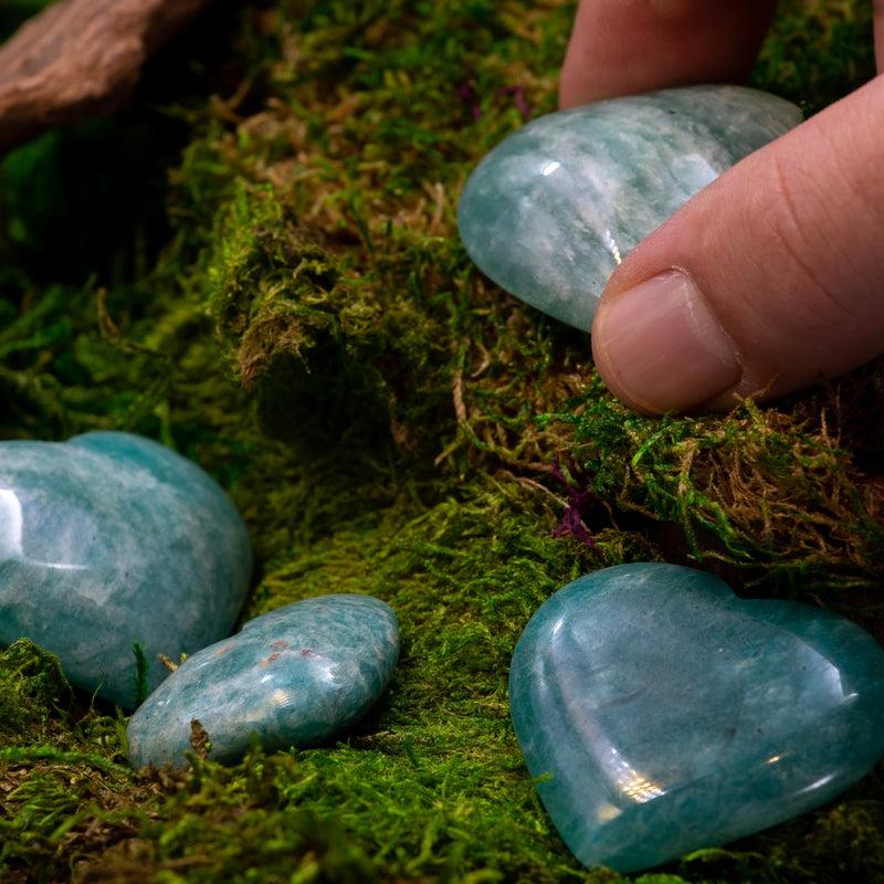 Natural Amazonite Pocket Hearts || Communication, Truth || Madagascar-Nature's Treasures