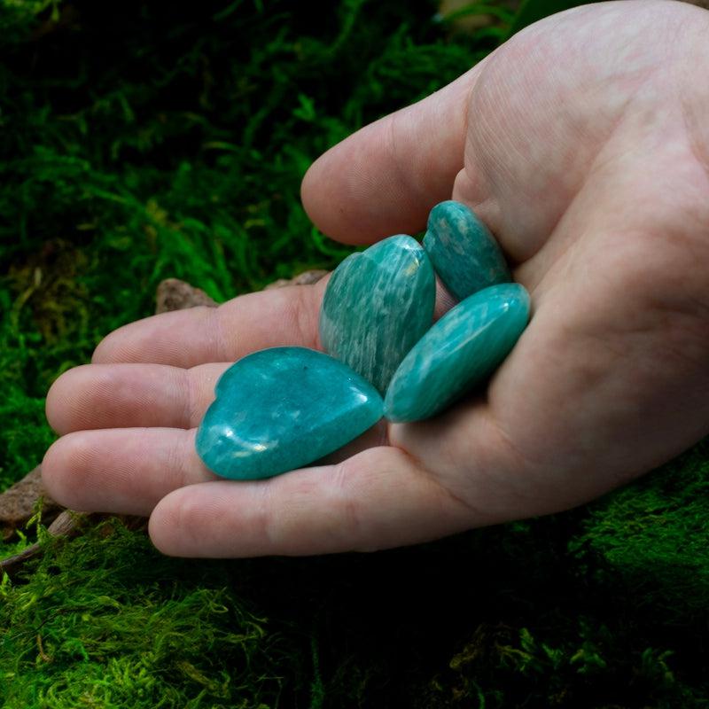 Natural Amazonite Pocket Hearts || Communication, Truth || Madagascar-Nature's Treasures