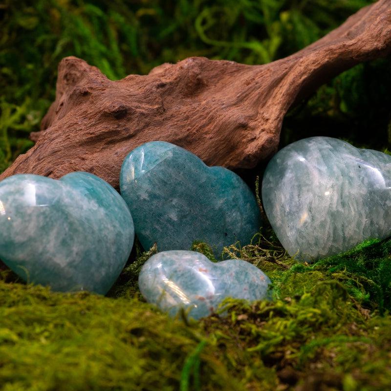 Natural Amazonite Pocket Hearts || Communication, Truth || Madagascar