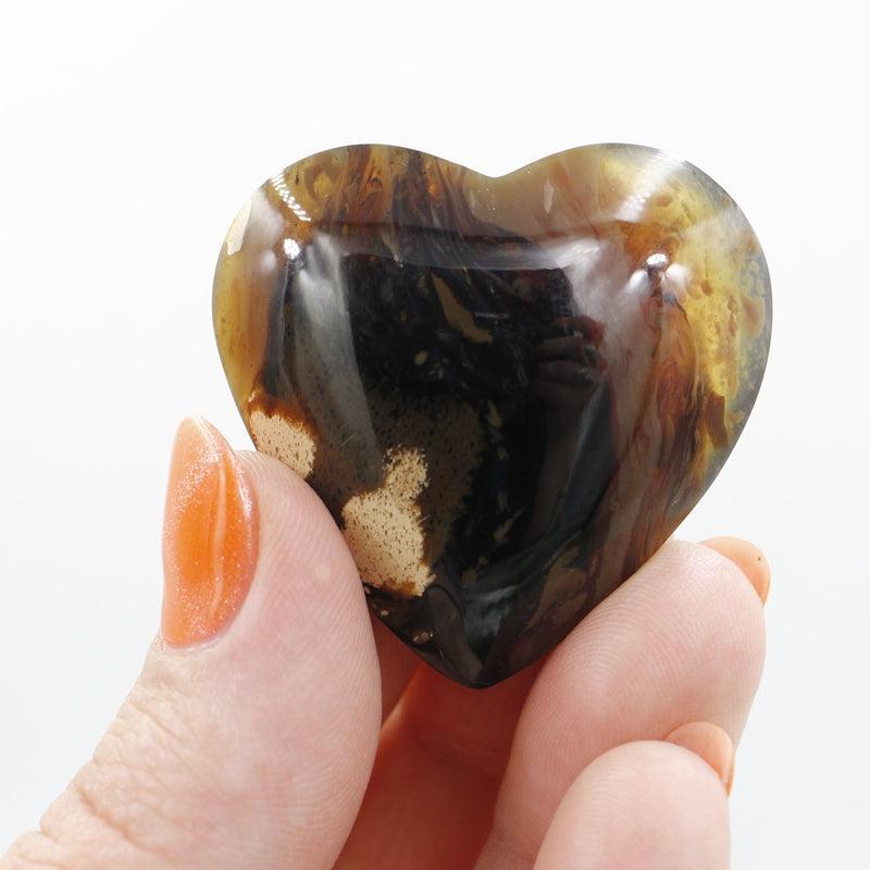 Natural Amber Pocket Heart 40 MM || Protection, Cleansing || Indonesia-Nature's Treasures