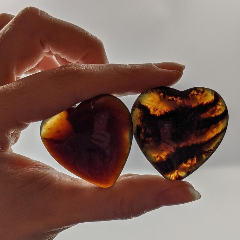 Natural Amber Pocket Heart 40 MM || Protection, Cleansing || Indonesia-Nature's Treasures