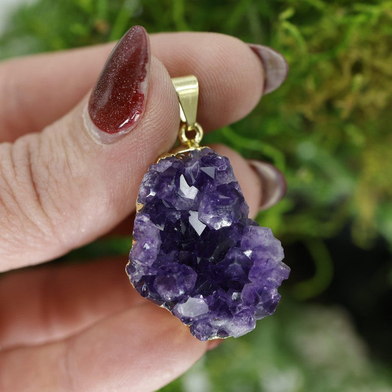 Unisex Amethyst Cluster Plated Pendants-Nature's Treasures