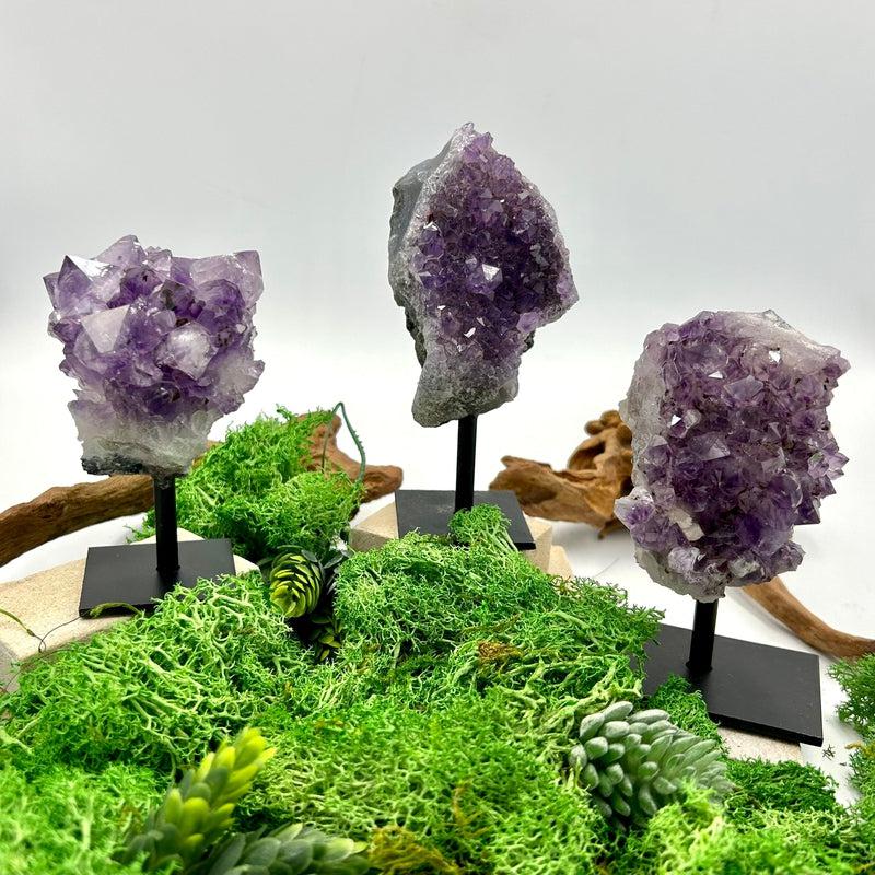 Natural Amethyst Clusters On Pins || Cleansing, Spiritual Guidance || Brazil