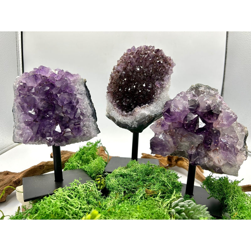 Natural Amethyst Clusters On Pins || Protection, Spiritual Healing || Brazil-Nature's Treasures