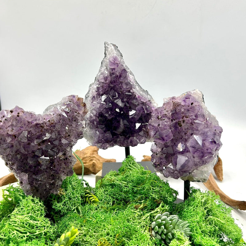 Natural Amethyst Clusters On Pins || Protection, Spiritual Healing || Brazil-Nature's Treasures