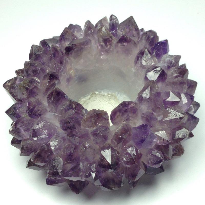 Natural Amethyst Point Tea-Light Candle Holder's-Nature's Treasures