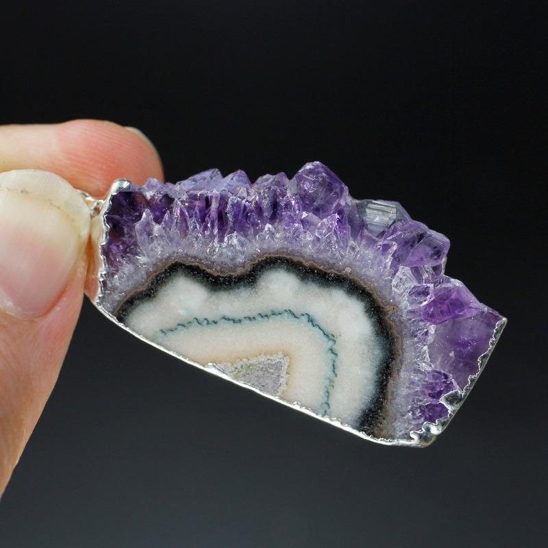 Natural Amethyst Slice Plated Pendants-Nature's Treasures