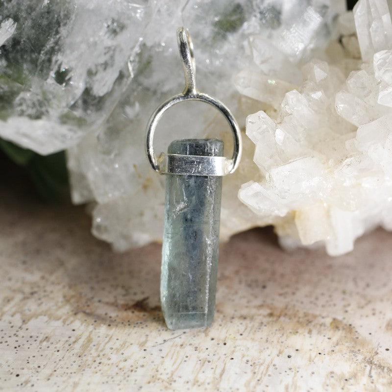Natural Aquamarine Raw Pendant || .925 Sterling Silver-Nature's Treasures