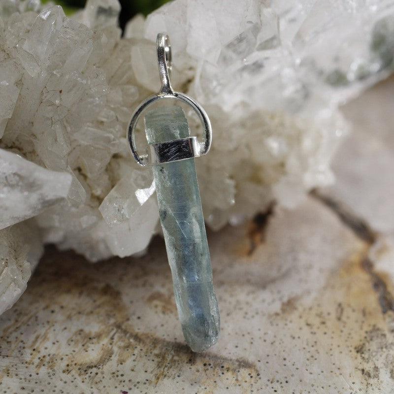 Natural Aquamarine Raw Pendant || .925 Sterling Silver-Nature's Treasures
