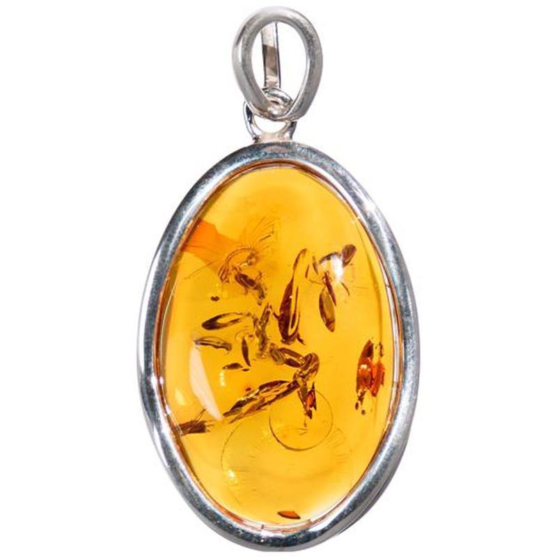 Natural Baltic Amber Oval Pendants || .925 Sterling Silver-Nature's Treasures
