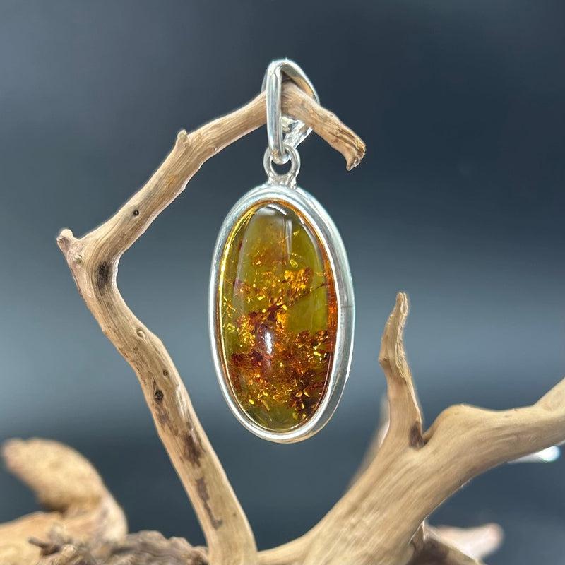Natural Baltic Amber Oval Pendants || .925 Sterling Silver-Nature's Treasures