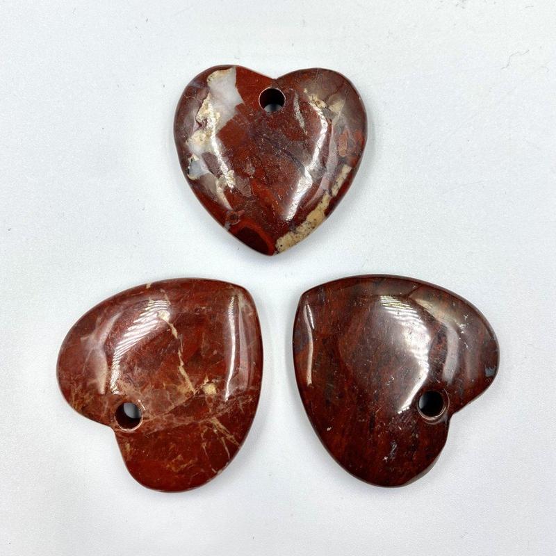 Natural Brecciated Jasper Flat Heart Pendant || Grounding, Mental Clarity || India-Nature's Treasures
