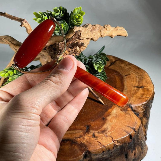 Natural Carnelian Face Massage Roller || Health & Beauty-Nature's Treasures