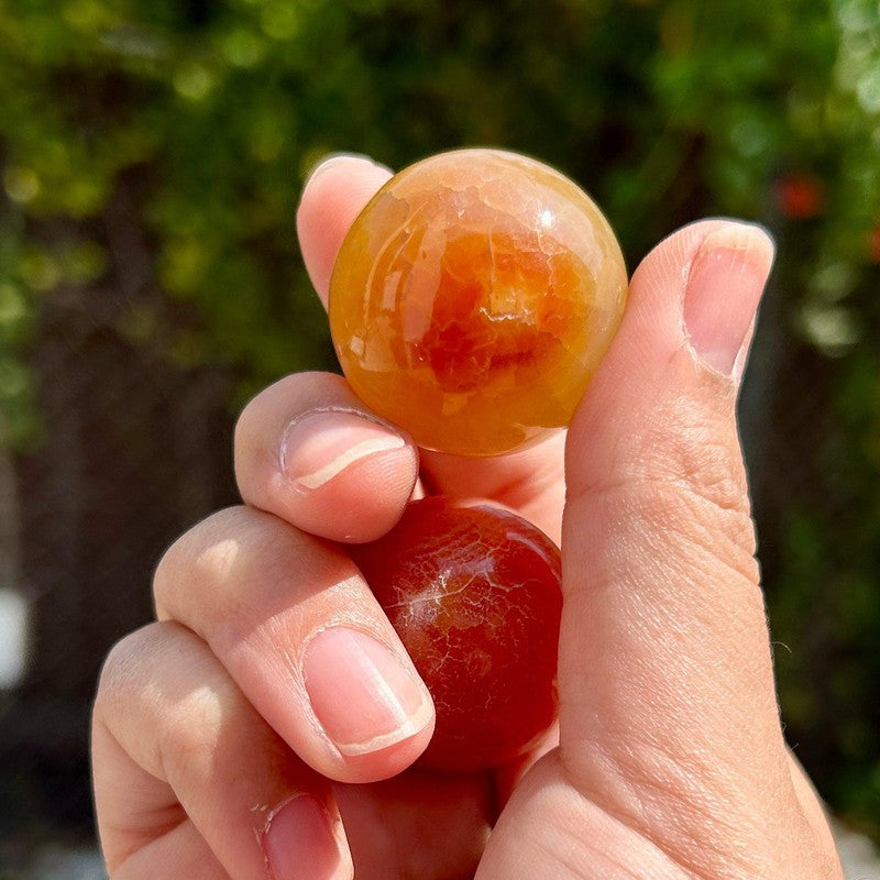 Natural Carnelian Fire Agate Spheres || Brazil-Nature's Treasures